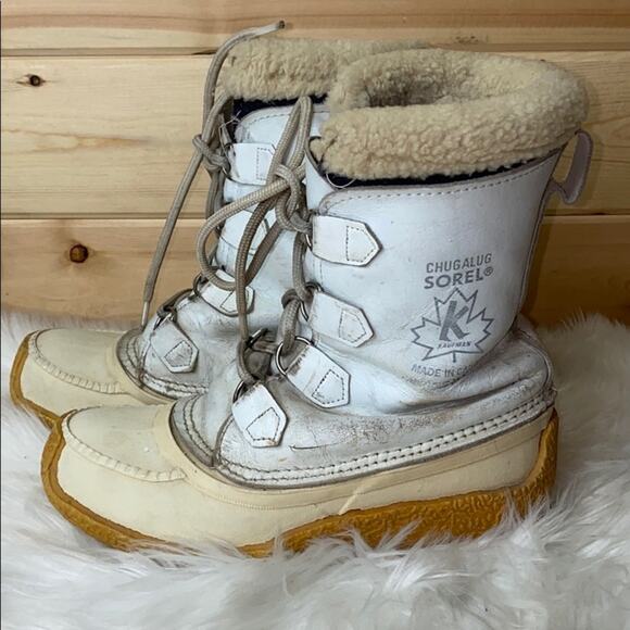 Sorel Chugalug White Cream Winter Boots Vintage - Picture 6 of 12